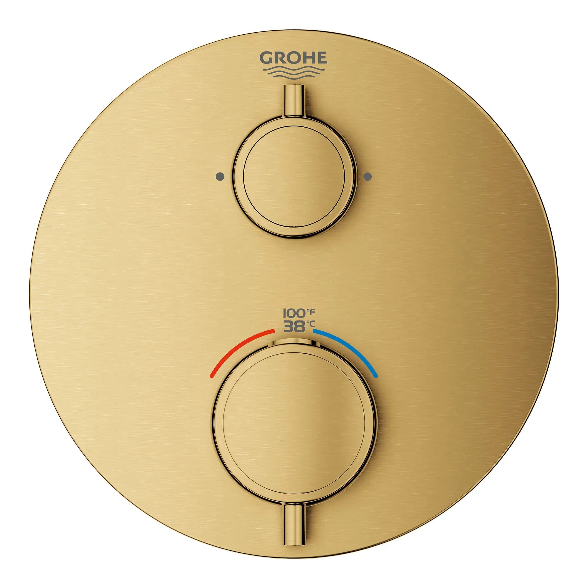 Grohtherm Dual Function 2-Handle Thermostatic Valve Trim // Brushed Cool Sunrise (Brushed Gold) // 153537_24133GN0_1_CDNwebp.webp