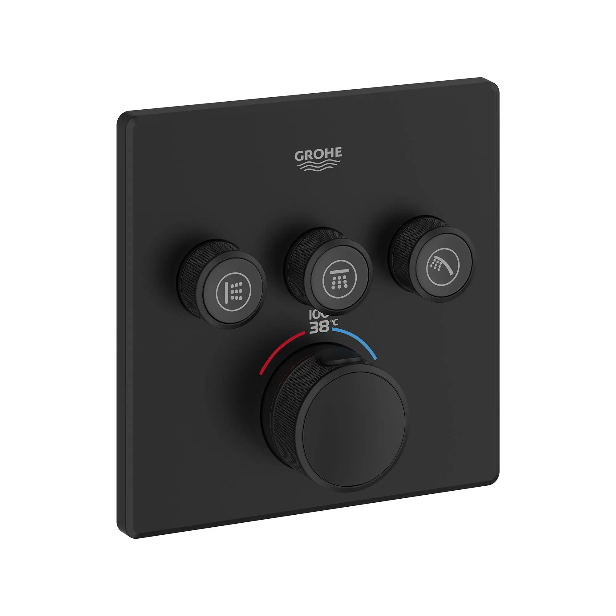 Grohtherm Triple Function Thermostatic Valve Trim // MATTE BLACK // 161573_Grohtherm_SiloRight_291422430_0001_Feb2023_CDNwebp.webp