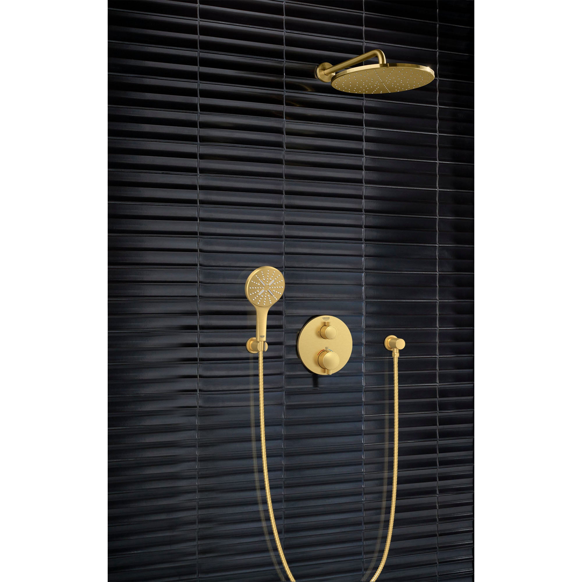 Grohtherm Dual Function 2-Handle Thermostatic Valve Trim  // Brushed Cool Sunrise (Brushed Gold) //