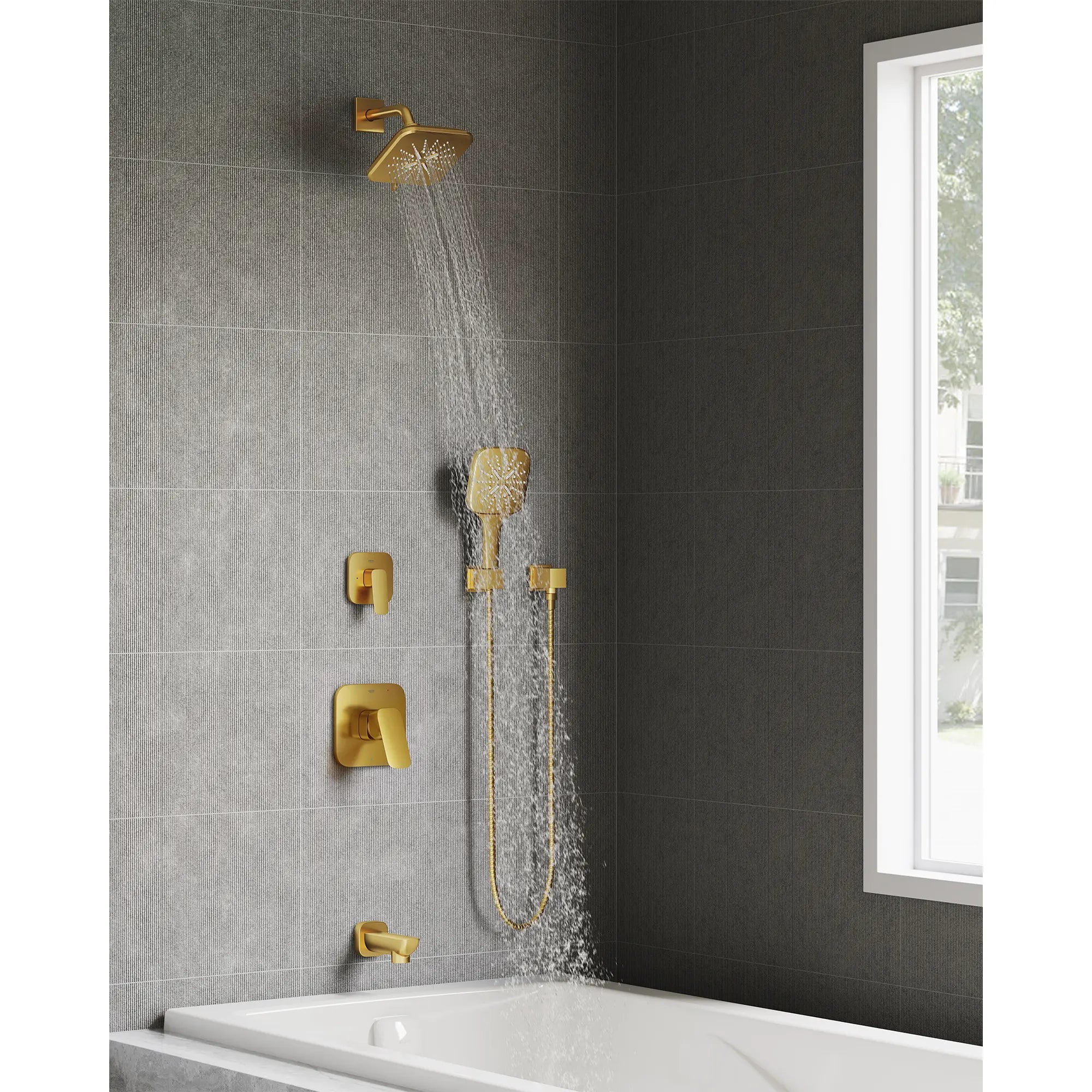 [101928GN00] Grohe Cubeo Pressure Balance Valve Trim with Cartridge - GROHE BRUSHED COOL SUNRISE (BRUSHED GOLD)