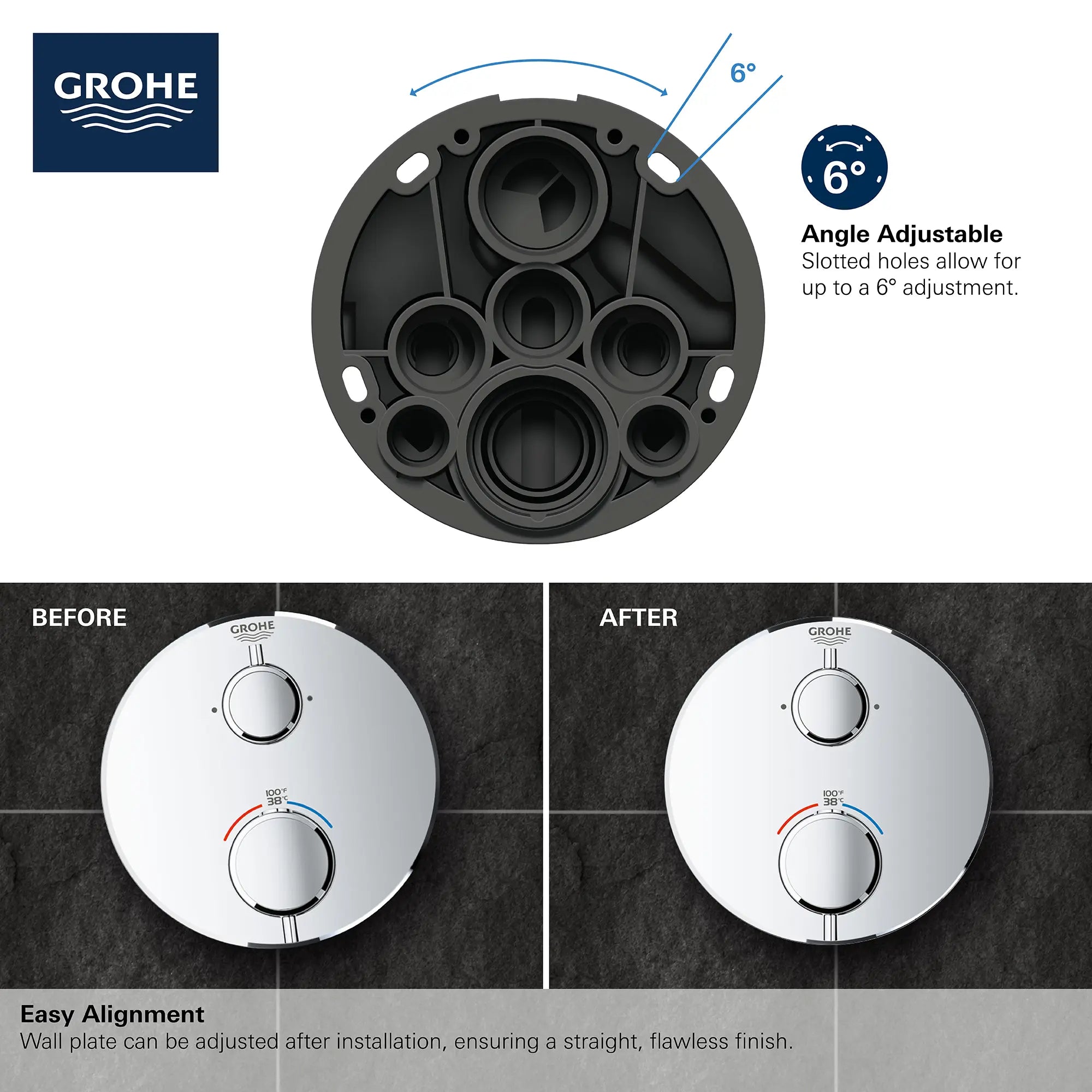Grohtherm Dual Function 2-Handle Thermostatic Valve Trim // MATTE BLACK // 68956_GROHE_Info_Grohtherm_2handle_Thermo_24133_Round_Dual_4_CDNwebp.webp