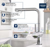 Minta Minta Single-Handle Pull-Out Kitchen Faucet Dual Spray 1.75 GPM (6.6 L/min) // GROHE CHROME // 69013_GROHE_Minta_Kitchen_Faucet_30300_0_Infographics_1_CDNwebp.webp