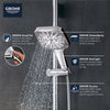 Rainshower Hand Shower - 3 Sprays, 1.75 GPM (6.6 L/min) // Hard Graphite (Polished Black) // 69112_GROHE_Info_SmartActive_HandShower_26552_F1_CDNwebp.webp